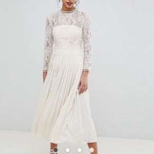 Little Mistress Sheer Lace Top Midaxi Dress